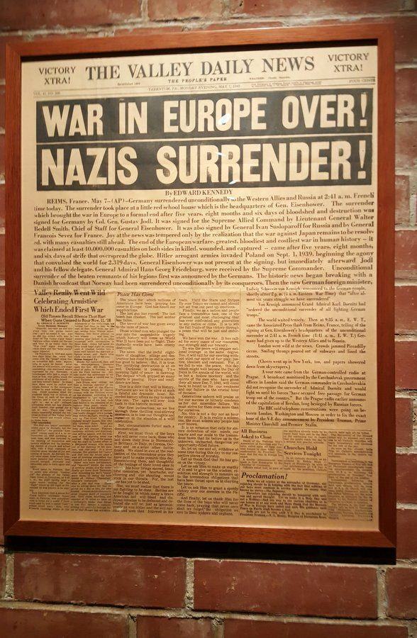 Old newspaper with german surrender news