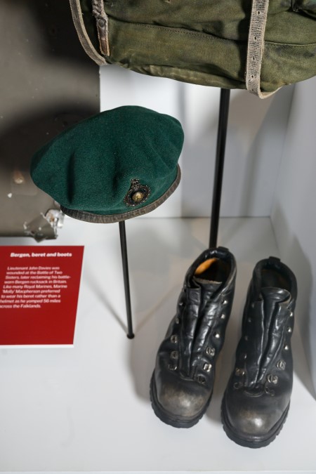 RM boots and green beret on display