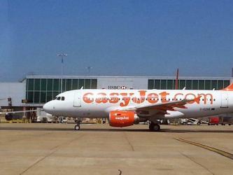 an easyJet airliner on the tarmac at Gatwick