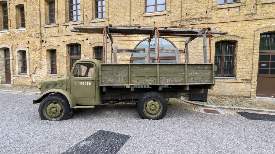 An old army truck in the main courtyard