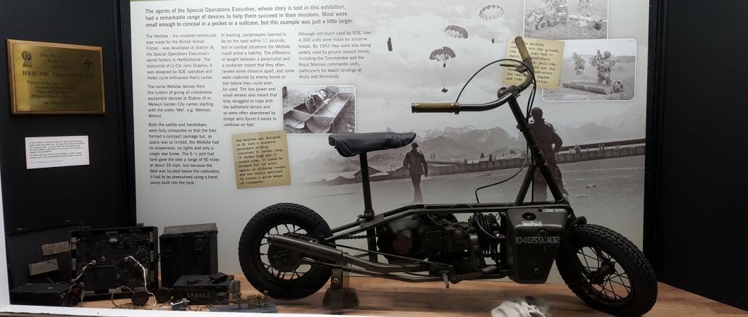 WW2 Welbike mini motorbike on display at Beaulieu
