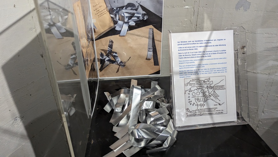 Aluminium foil strips in a display case